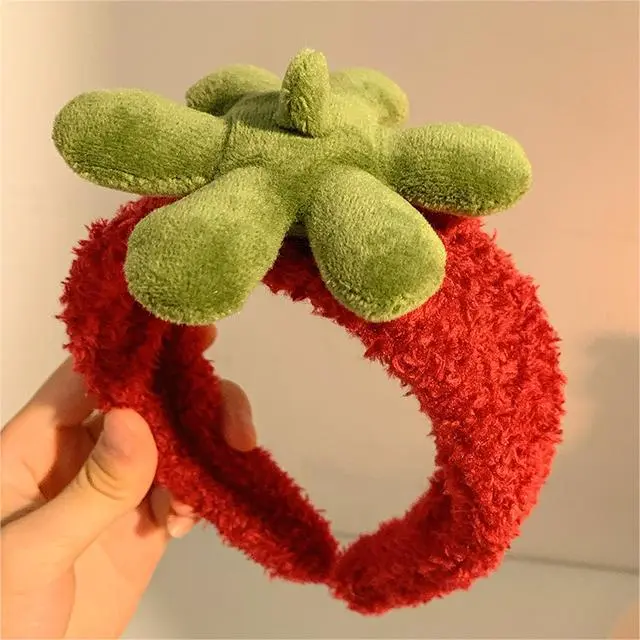 Strawberry Headband Red Wash Face Hair Bands Hair Hoops Girls Thick Cute Plush Hairbands Headband Fashion Hair Accessories 6