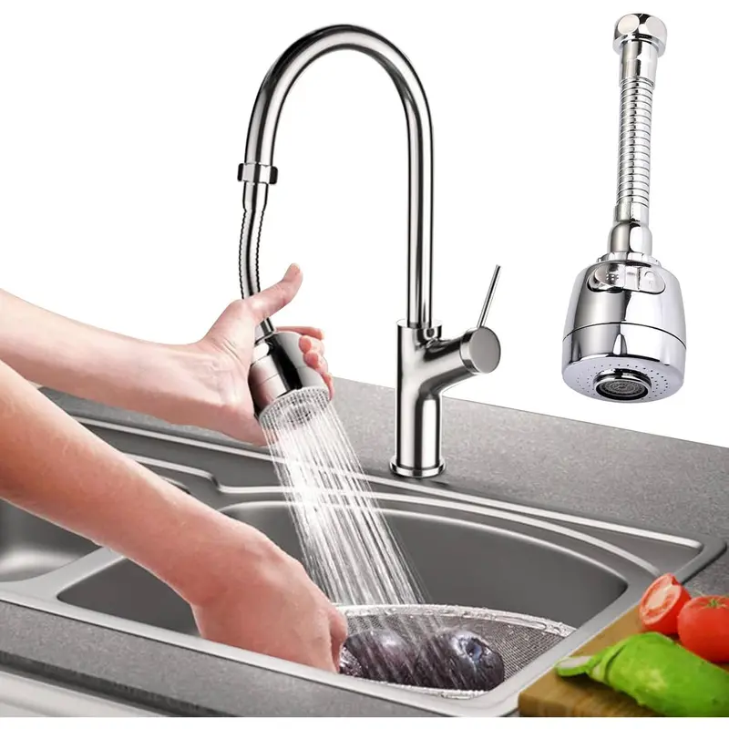 Kitchen Bathroom Sink Faucet Extender Tap Aerator Spray Head Adapter 360° Swivel Water Saving 2 Modes, 1 Pack 0