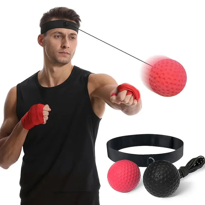 1 Set Boxing Reflex Ball Set for Adults & Teens - PA Nylon React Reflex Ball with Adjustable Headband, Hand Wraps & Carry Bag - Enhances Hand-Eye Coordination, Speed & Reaction Time 0