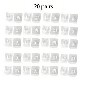 Clear Adhesive Hook, 20 Pairs Multifunctional Waterproof Wall Mounted Hook for Power Socket, Home Organizer for Bathroom, Kitchen, Office, School