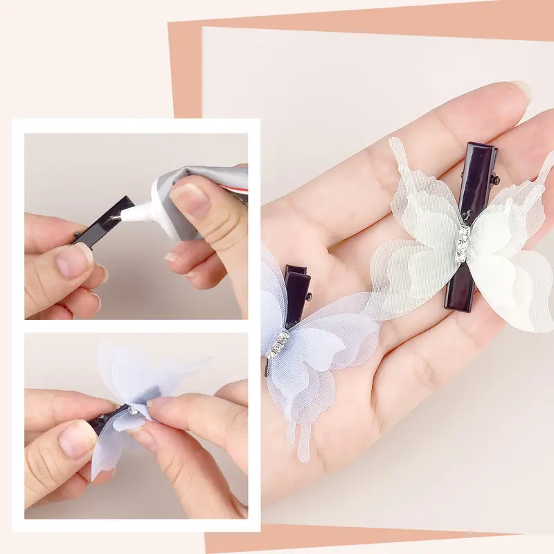 10/20PCS 3D Triple Layer Lace Butterfly Gauze With Diamond DIY Bride Hair Accessories Material Jewelry Earring Dress Accessories 3