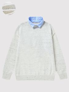 Men's   Patchwork 2 in 1 Collar Sweater, Regular Fit Casual Long Sleeve Jumper for Fall & Winter, Fashion Men's Knitwear for Daily Wear