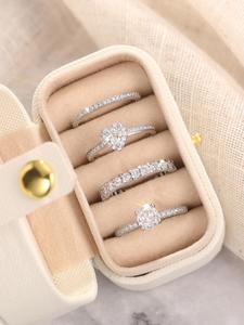 Women's Elegant Rhinestone Decorated Ring Set, Exquisite Trendy Ring Set, Fashionable Jewelry for Women As Engagement Anniversary Wedding Party Decor