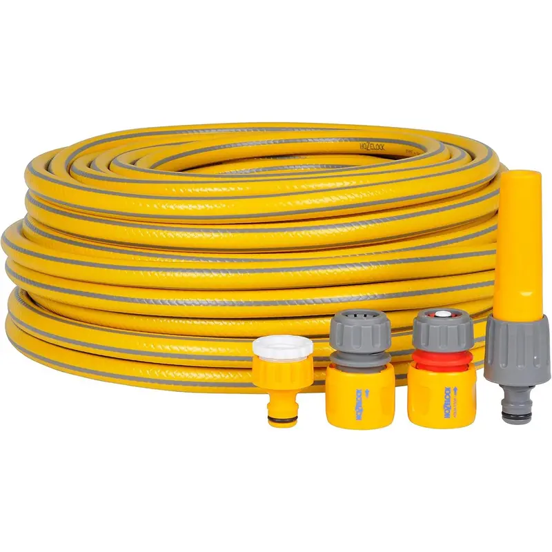 HOZELOCK - Starter Hose Kit ø 12.5mm (1/2") 30m : Versatile, UV-resistant Garden Hose, 4-layer Braided Reinforced Hose, Hard Wearing, Includes Fittings and Nozzle, 10 Year Guarantee* [7230P9000] stainless steel tap 0