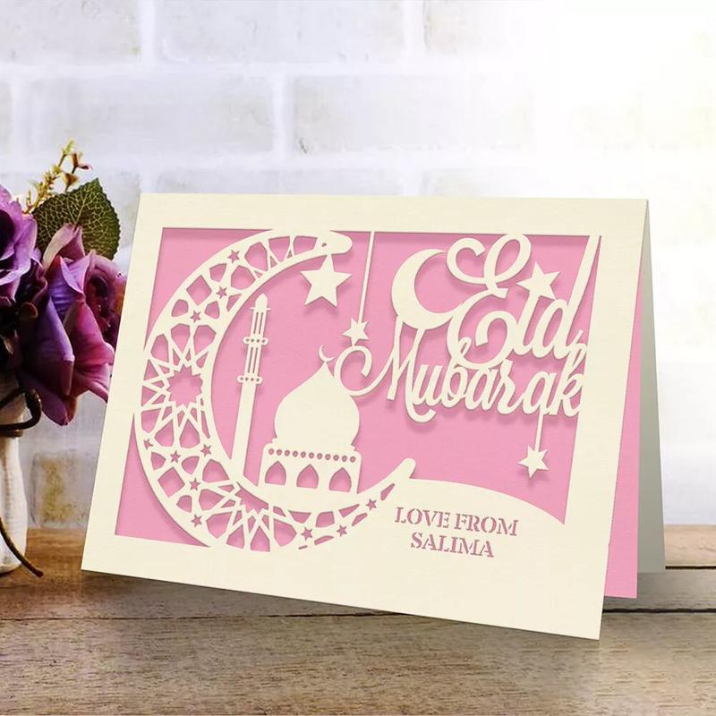 Product Introduction of Personalised Eid Mubarak Card  Elegant Paper Cut Moon Design | Ramadan 2025 Celebration 8