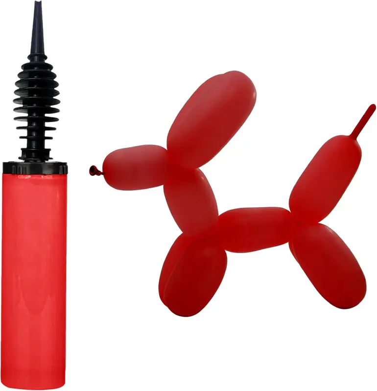 Balloon Pump, Manual Hand Pump, Inflator for Balloons Arch Kit, Baby Showers, Party Balloons, Toy Blower, Helium Pump, Foil and Confetti Professional Pumper, Yoga Balls.(Red) 2
