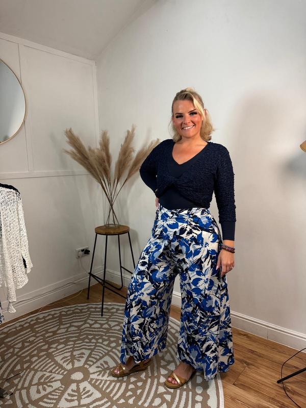 Paradise Blue Wrap Around Trousers for Women - One Size - Womenswear, Pants Floral Comfort Bottom Floral 1
