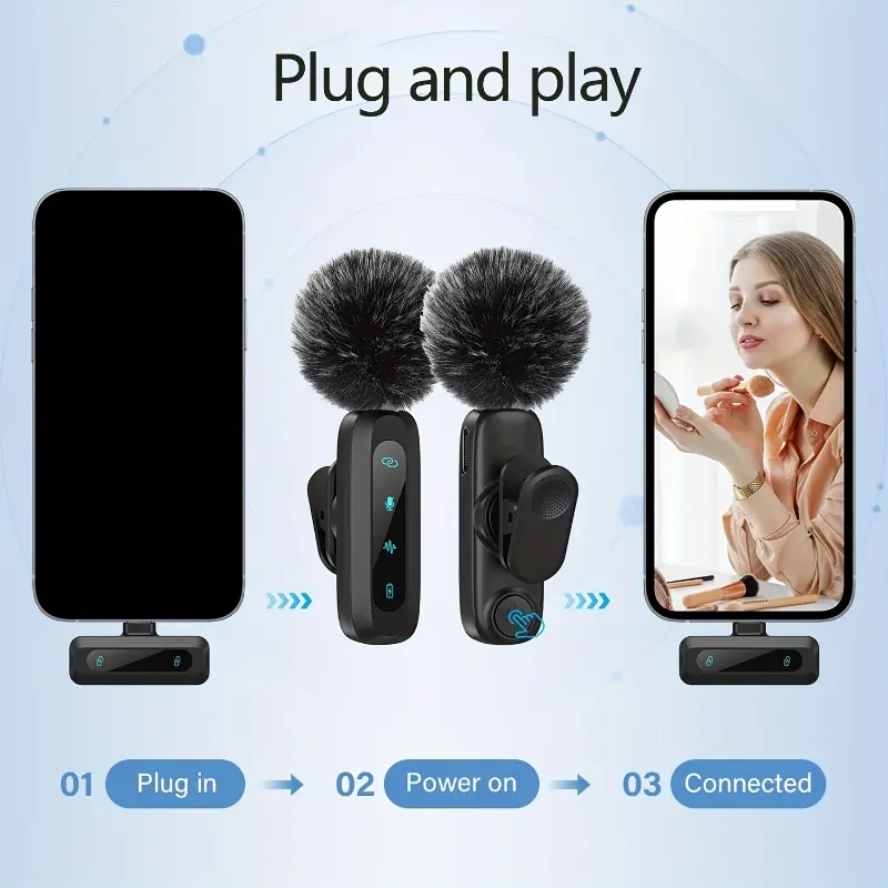 Professional Wireless Lavalier Microphone System with Noise Canceling, USB-C Receiver, and Accessories – Perfect for Vlogging, Interviews, and Conferences, Vlogging Microphone | Wireless Audio System | Quality Noise Reduction, Wireless Microphone 5