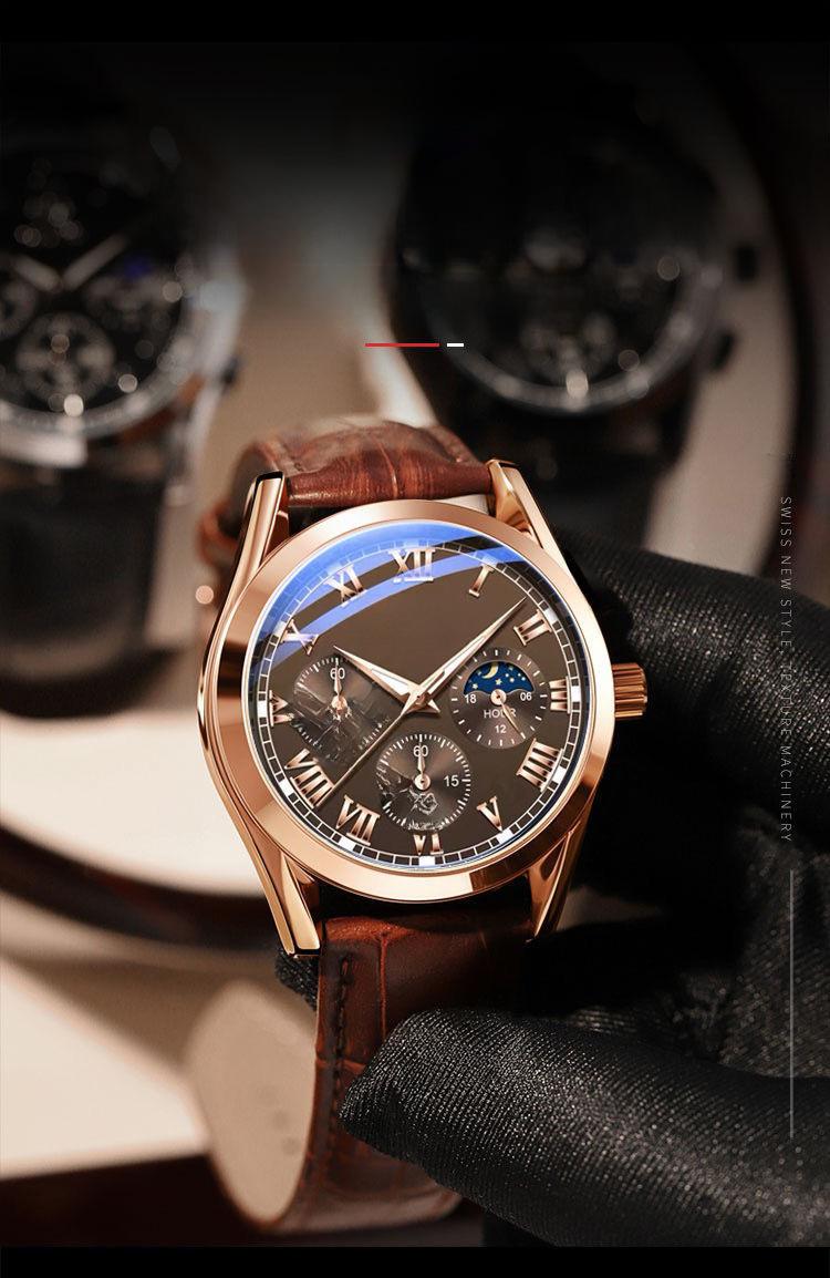 Product Introduction of Men&#039;s Leather Strap Quartz Watch Alloy Watch 2