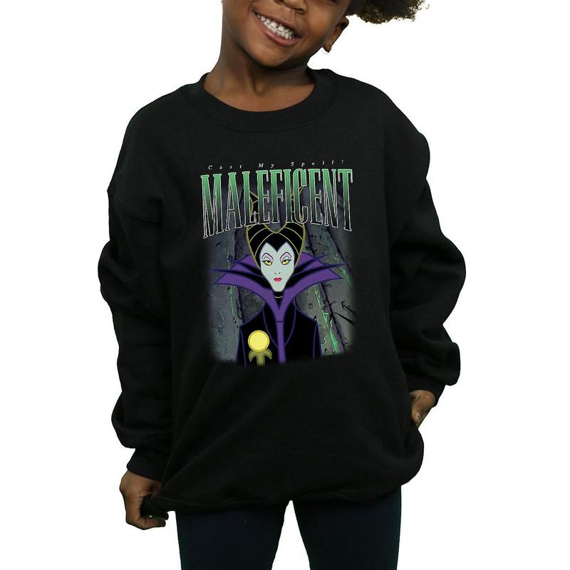 Sleeping Beauty Girls Maleficent Montage Cotton Sweatshirt - Black 1