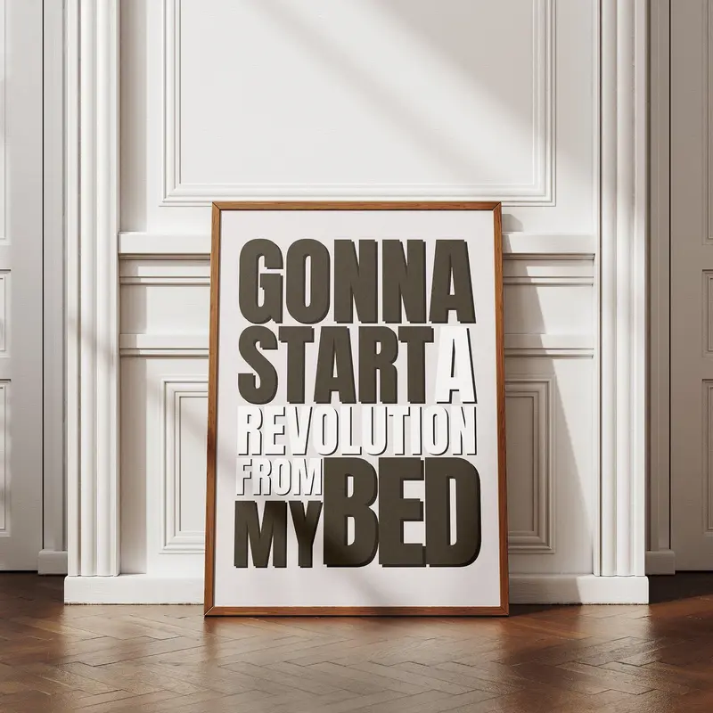 Revolution from my bed - d2 poster: britpop lyric-inspired wall art, music poster, song quote print, modern home decor for music lover 0