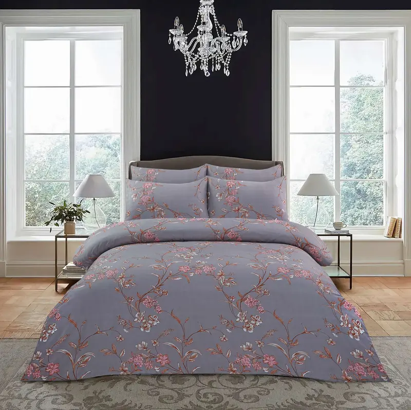 4 Piece Luxury Bedding Set – Includes Duvet Cover, Fitted Sheet, 2 Pillowcases – Super Soft, Breathable Fabric – Elegant Floral, Greek, and Jacquard Designs – Perfect for Double, King Beds – Easy Care, Machine Washable, Hotel Quality 2