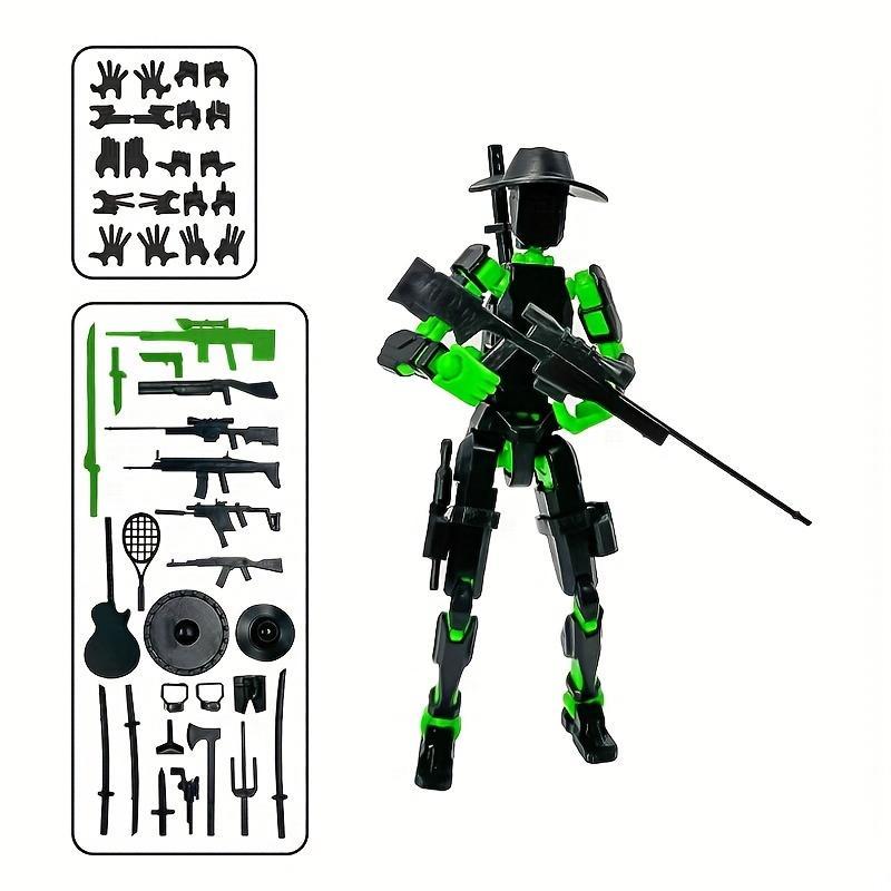 Poseable T13 Action Figure with Weapon Accessories – Multi-Jointed Articulated Titan 13 Dummy Collectible, Desktop Decor for Gamers, Durable ABS, Ages 14+ – Bendables Series 1