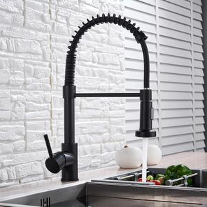 Monobloc Black Kitchen Sink Mixer Taps with Pull Out Hose Spray Single Lever Tap