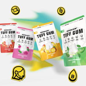 ROCKJAW Tuff Gum | Premium Ultra-Tough Xylitol Jawline Chewing Gum | with Vitamin B3, B5, B6 & B12 | Plastic-Free Gum Base