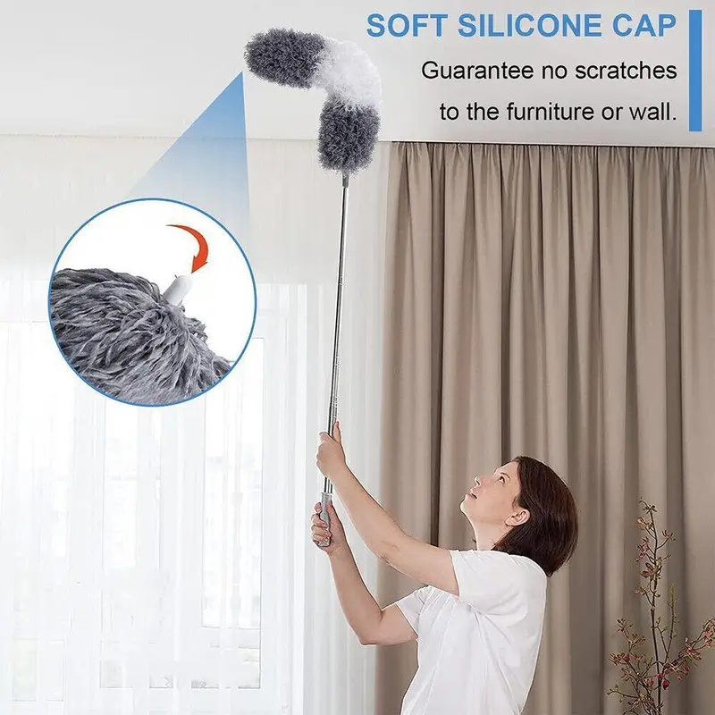 Extendable handle Feather Duster 250cm Long Telescopic Magic Static Duster Brush 3