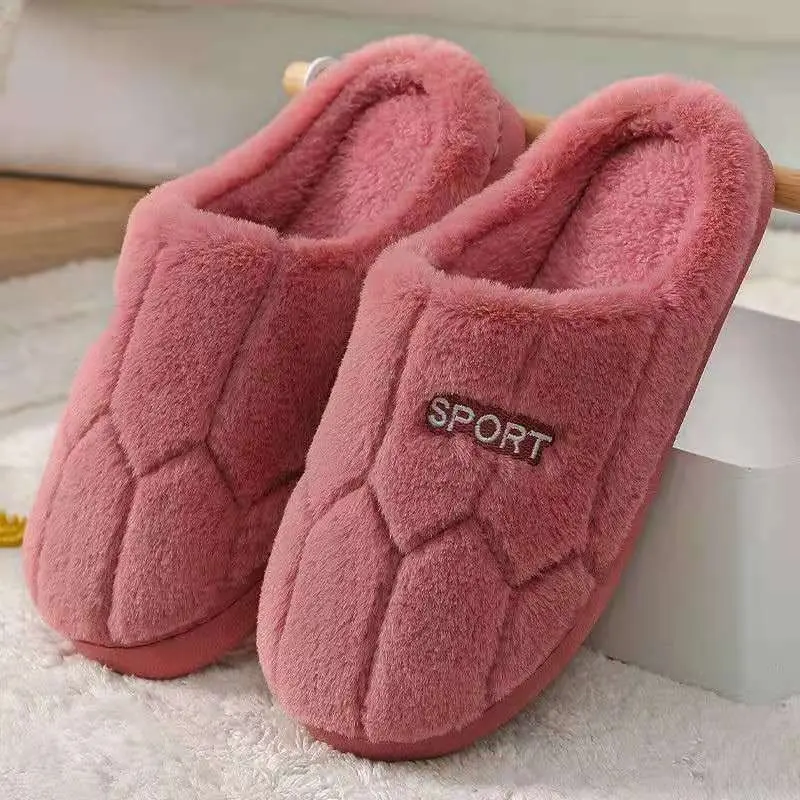 Cotton slippers women's winter non-slip plus velvet warm confinement slippers indoor home men's cute plush cotton slippers winter Girl Footwear 3