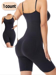 Women's Solid Color Shapewear Bodysuit, High Stretch Tummy Control Fit Butt Lifting Shaper, Ladies Shapewear for Daily Wear, High Waisted Shapewear, Supportive Shapewear