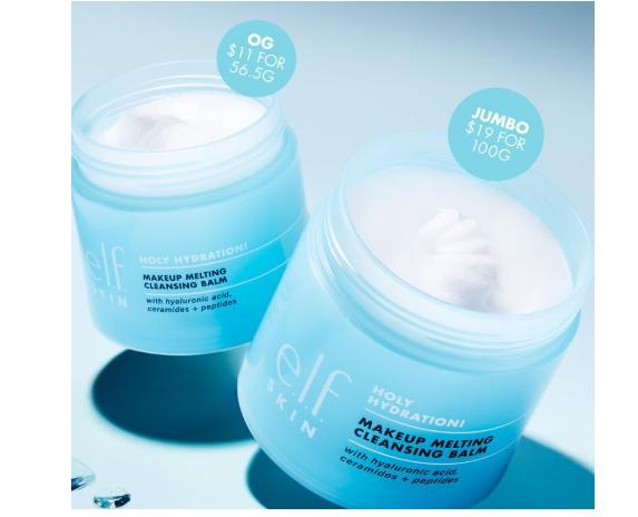 e.l.f. Holy Hydration! Makeup Melting Cleansing Balm, Face Cleanser & Makeup Remover, Infused with Hyaluronic Acid to Hydrate Skin, 2 Oz 4
