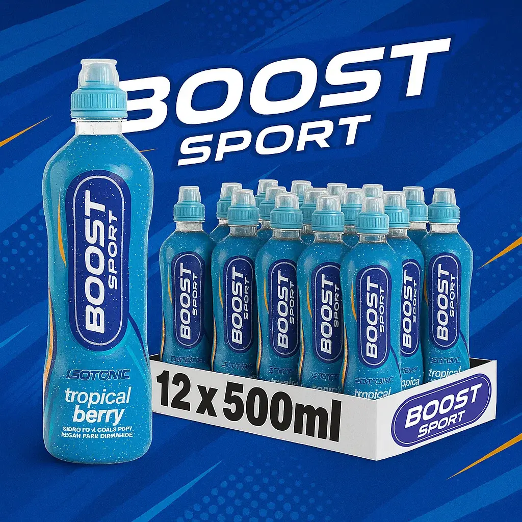Boost Sport Tropical Berry PMP/Multipack - Pack of 12 x 500ml - Boost Hydration, Boost Performance Energy Beverage Best Before 07/25