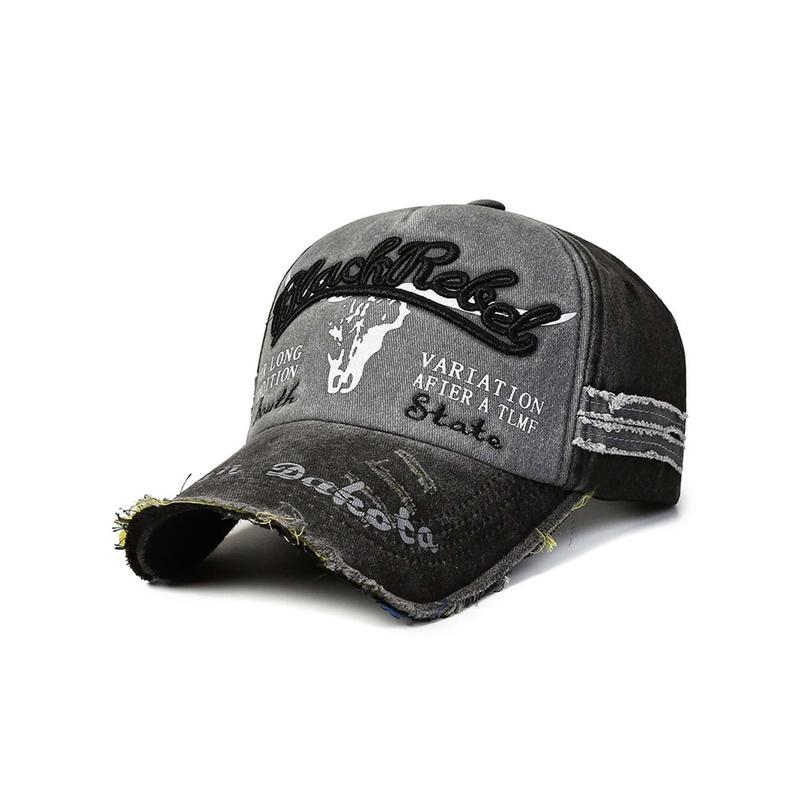 Men Letter Embroidered Ripped Baseball Cap For Daily Life Street 1