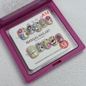 Retro and cute y2k millennium girl hand-painted nail art, short and versatile, waterproof and pressure-resistant nails press  nails short  press  nails