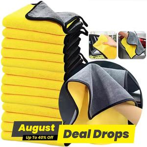 Wash Towel, 10pcs/set Thickened Wash Towel with Strong Water Absorption, Multifunctional Car Wash Microfiber Towel for Bathroom & Kitchen, Dual Sided Microfiber Cleaning Cloths, Wash Accessories, Car Detailing Products, Car Cleaning Supplies