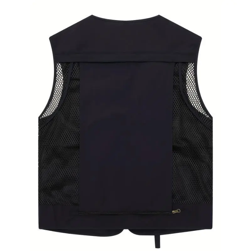 Breathable Nylon Men's Outdoor Cargo Vest Jacket, Men's Zip Up Sports Jacket With Multiple Pockets For Summer Outdoor Activity Menswear Tops 8
