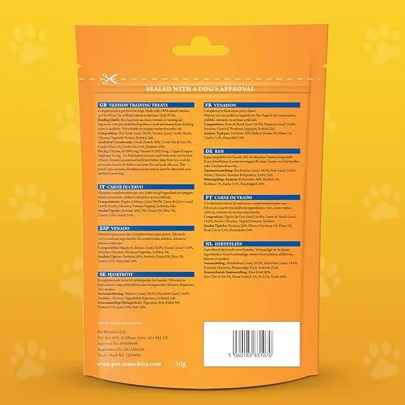 Pet Munchies Venison & Beef Liver Dog Training Treats, Grain Free Tasty Bites with Natural Real Meat, Low in Fat 50g 1