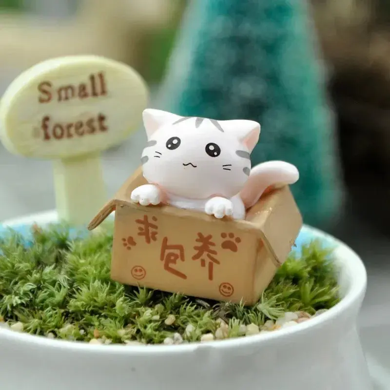 Home Decor Kawaii Mini Cat Ornament Garden kitten statue Gift For Kids Children Baby Room Decoration Toy Miniature Figurines 2