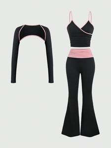 Women's Sporty Casual Three-piece Outfits for Yoga Gym Workout, Ladies Spring & Fall Clothes
