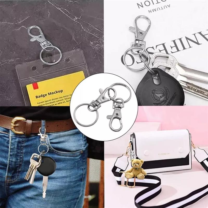 10Pcs Swivel Lobster Clasp Clips Hook Stainless Steel Key Ring Split Keychain UK 1