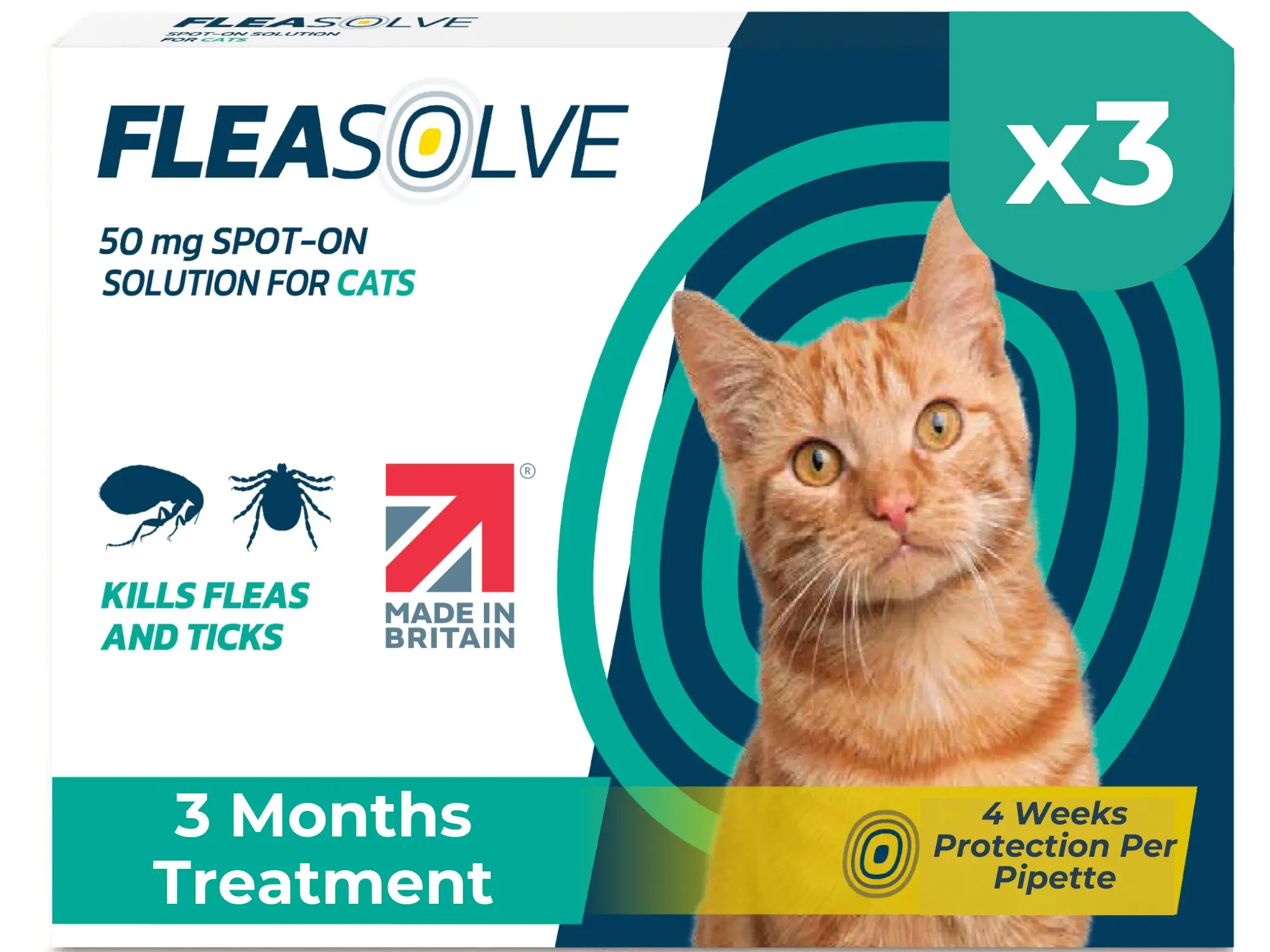 Cat Flea Treatment x3 Pipette – 1kg+ - Fleasolve