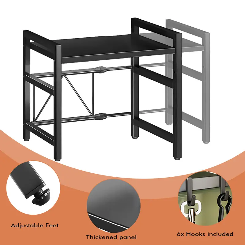 3 Tier Expandable Microwave oven Rack Stand Storage Holder Kitchen Corner Shelf 6
