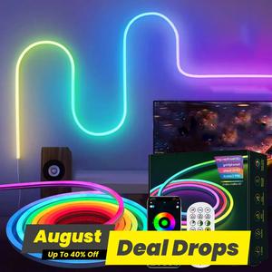 LED Smart Neon Light Strip, USB Powered RGBIC Flexible Rope Lights, LED Strip Lights with APP Control & Remote Control, Suitable for Bedroom, Living Room, Game Room, TV Wall