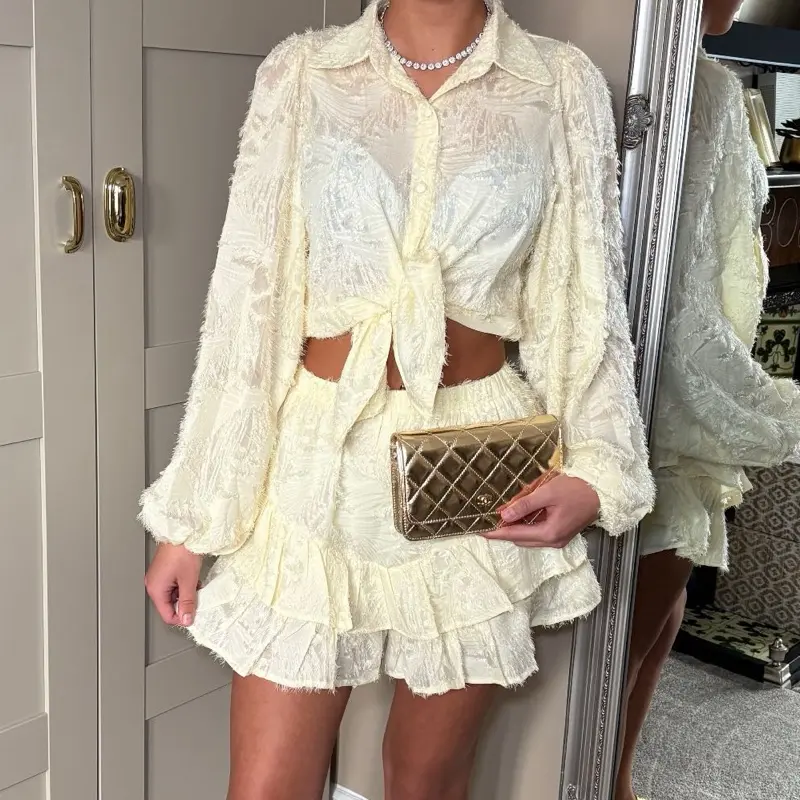 Women's Frill Blouse and Skort Set, Top Style Shirt for Summer Piece