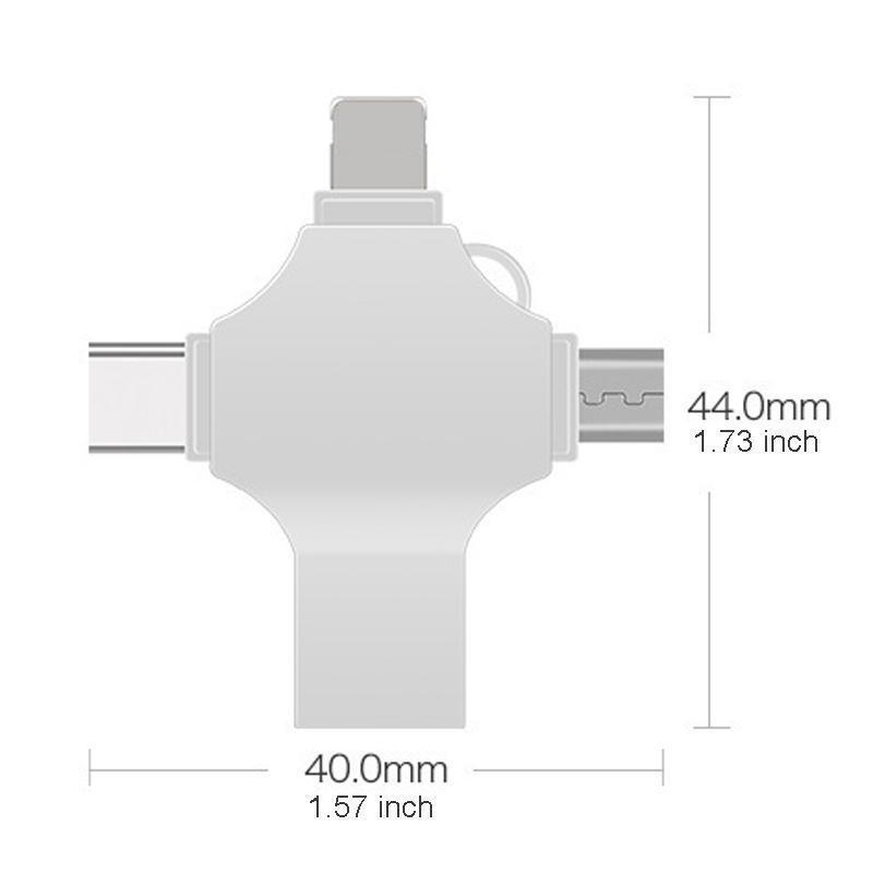 USB Flash Drive for iPhone, 4-in-1 OTG Memory Stick, Plug and Play External Storage Compatible with iPhone iPad Android Phones PC, Smartphone Accessories, Phone Accessories, Computer Accessories 1