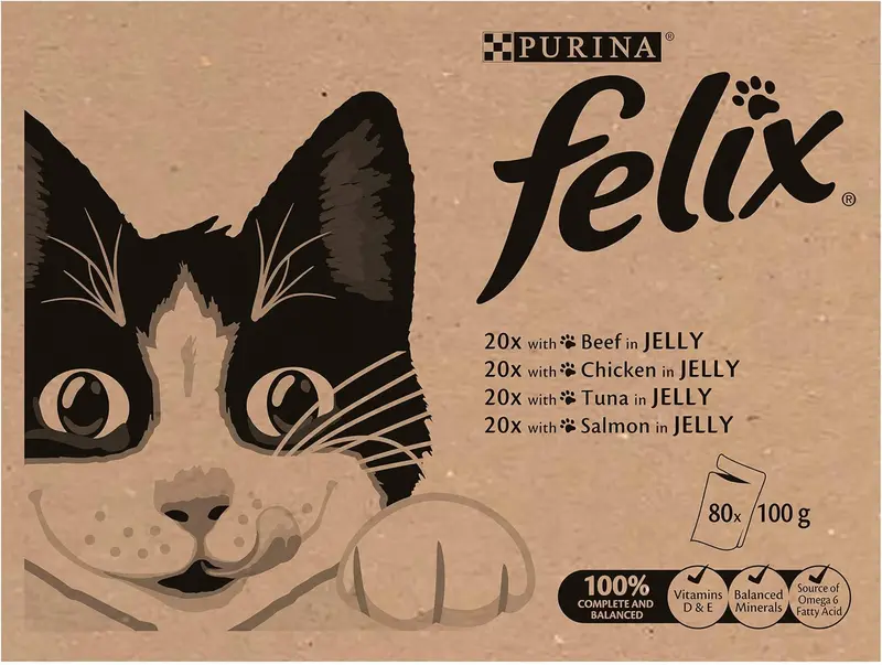 FELIX Mixed Selection in Jelly Wet Cat Food 100g x 80 Pouches – Delicious Variety of Meat and Fish Meals for Adult Cats 2