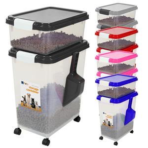 Taylor & Brown 3-Piece Airtight Pet Food Storage Container With Plastic Measuring Scoop Treats For Pet Dog Cat Animal Dry Food Dispenser With Casters