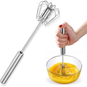 Semi-Automatic Egg Whisk Beater - Stainless Steel Wire Whisk Hand Push Blender Mixer Kitchen Metal Traditional Utensil Utility