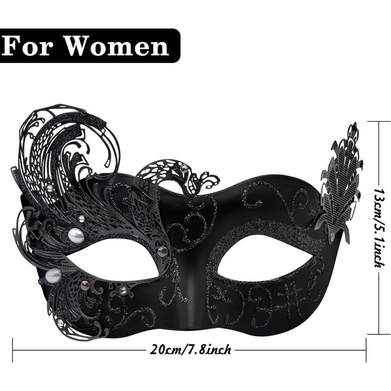 SIQUK Couple Masquerade Masks Venetian Party Mask Halloween Costume Carnival Mask for Couples Women and Men 2