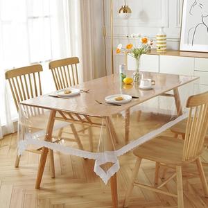 Transparent Table Cloth, Waterproof Washable Lace Edge Table Cover, Dust-proof Tablecloth Protector for Weddings, Parties, Restaurants, Buffets
