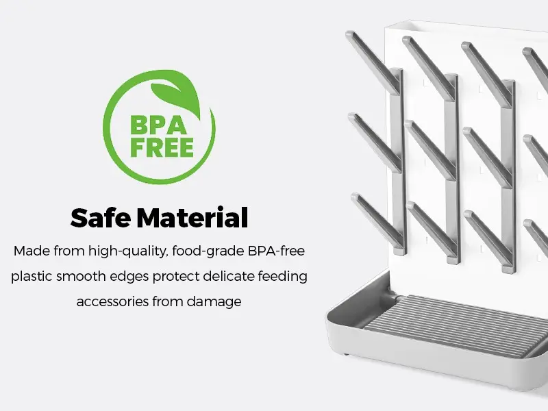 Baby Bottle Drying Rack – 3-Tier Vertical Design with Detachable Drip Tray, Quick Drying for Baby Bottles and Pump Part Cleaning 1
