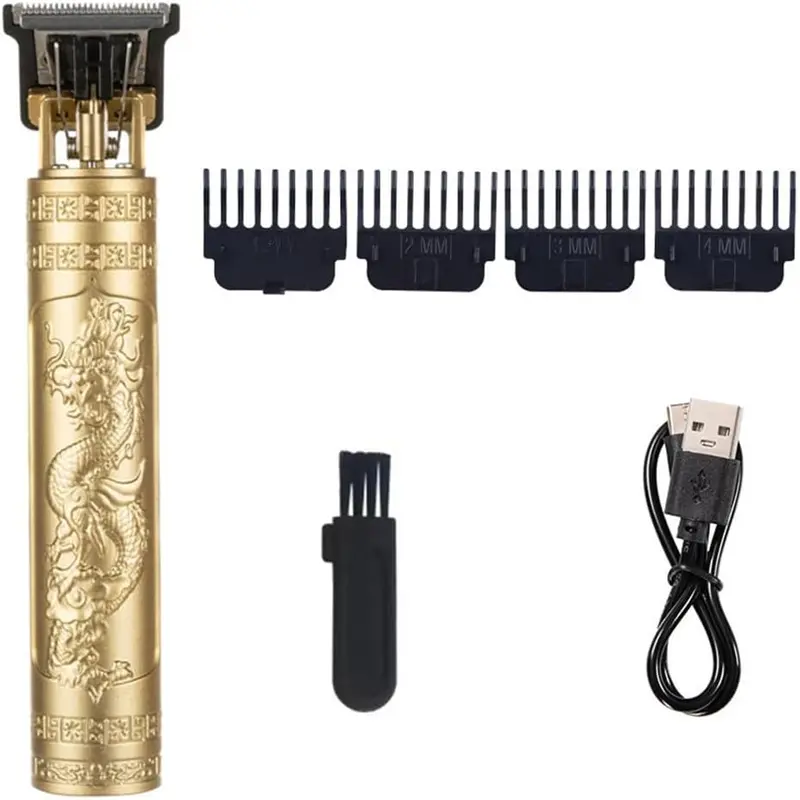 Men's Hair Clipper, 1 Set Professional Zero Gap T-blade Hair Trimmer, Cordless Rechargeable Edge Trimming Tool, Electric Beard Shaver, Haircut Razor Kit, Hair Clipper for Men 0