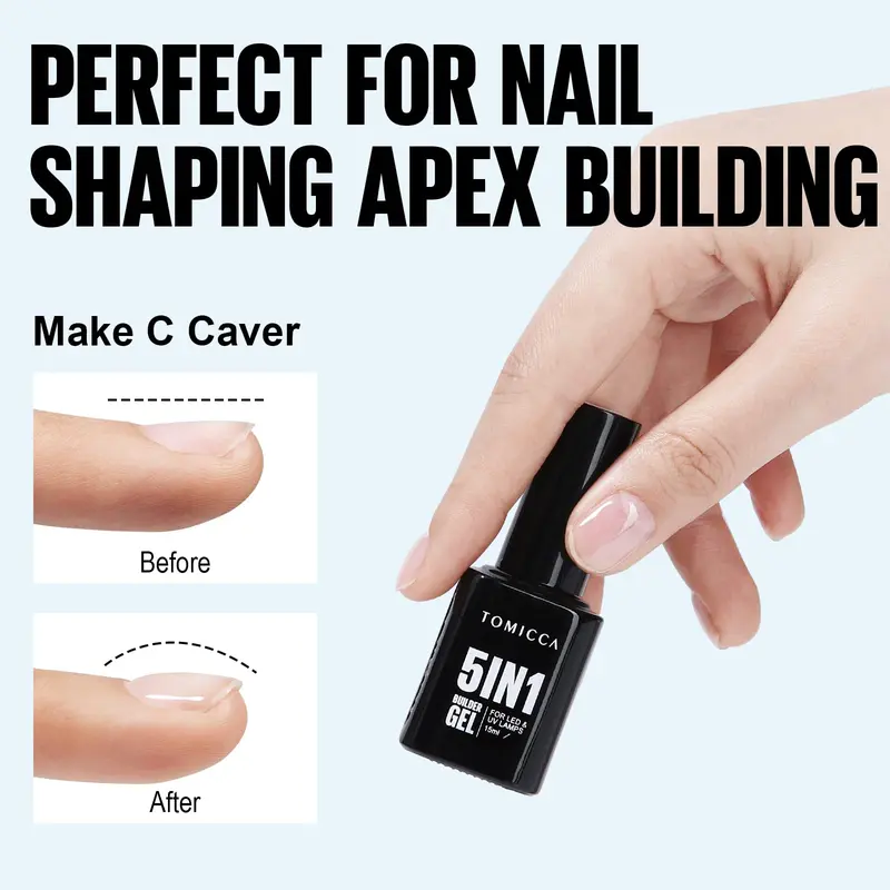 5 in 1 Builder Nail Gel- Builder Base Strengthening Clear Nail Gel for Hard Strong Nails Tips & Extensions,Clear Builder Gel for Nails Repair,Nail Art Decoration Easy to Shape(Clear 15ML) 5