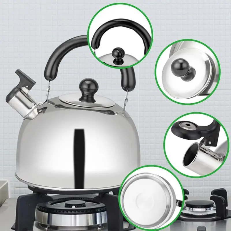 Ram 3L Heavy Duty Camping Whistling Kettle Camping Kettle for Gas Stove Travel Camping Holiday Portable Teapot Kettle 3 litres 2