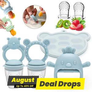 Baby Teether Set, 6 Counts/set Cute Silicone Baby Fruit Feeder & Teether & Food Storage Box, Baby Fruit Feeder Pacifier, Baby Teething Relief, Feeding, Newborn