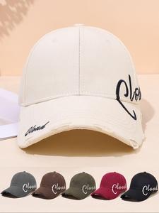 Unisex Letter Embroidered Ripped Baseball Cap, Casual Trendy Baseball Cap, Fashionable Hat for Outdoor Activity, Summer Outdoor Activity Shade Fashion Trucker Hat