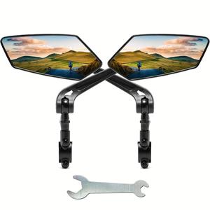 Bike Handlebar Rearview Mirror, 2 Counts/set 360° Rotatable Wide Angle Rear View Mirror, Universal Fit for Bicycle, E-bike, Scooter, and Snowbike