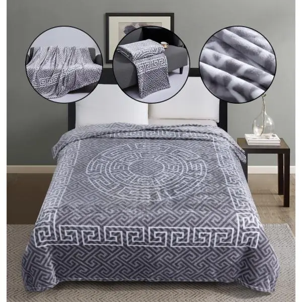 Thread & Tailor Luxurious Faux Fur Fleece cooling blanket Throw with Elegant Greek Border – Ultra-Soft Blanket for Bed, Sofa, or Chair – Premium Cozy Decor for Home, Travel, or Office – TikTok Trending Plush Throw for Comfort, Warmth & Stylish Gifting 3